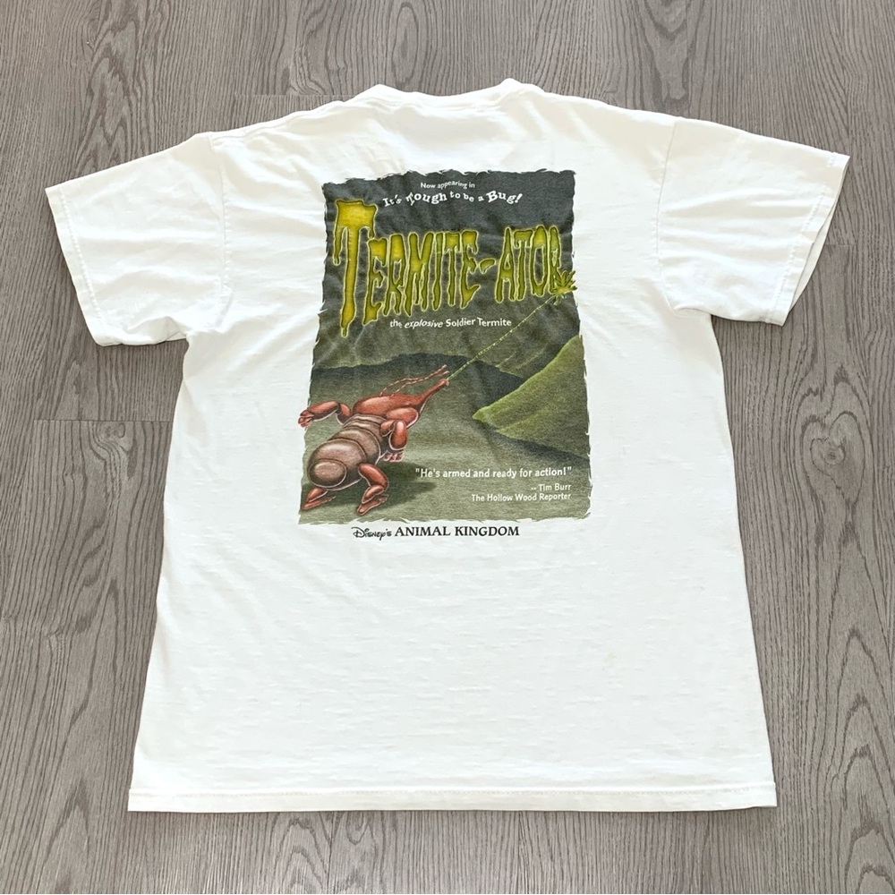 Vintage 90s Disney Termite-ator Tough to Be a Bug White Tee Animal Kingdom M‎